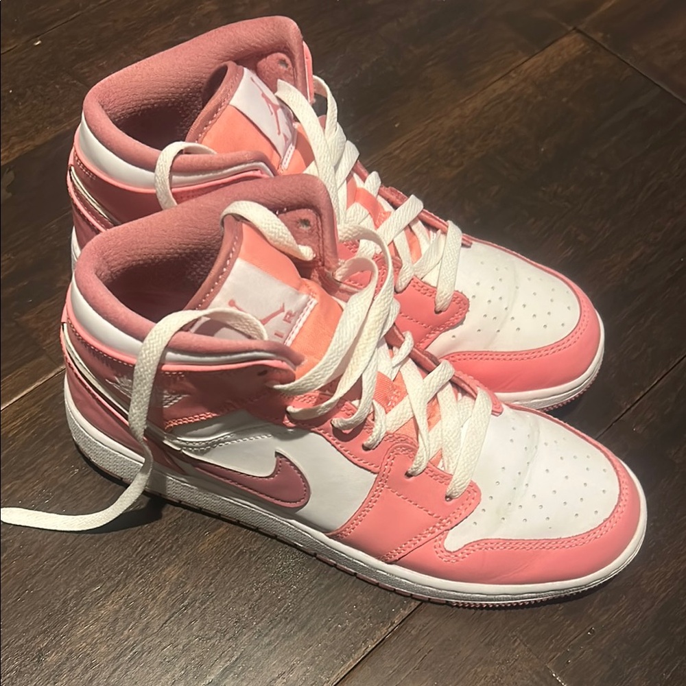 Pink and White High-Top Sneakers